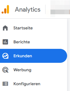 Google Analytics 4 Menü